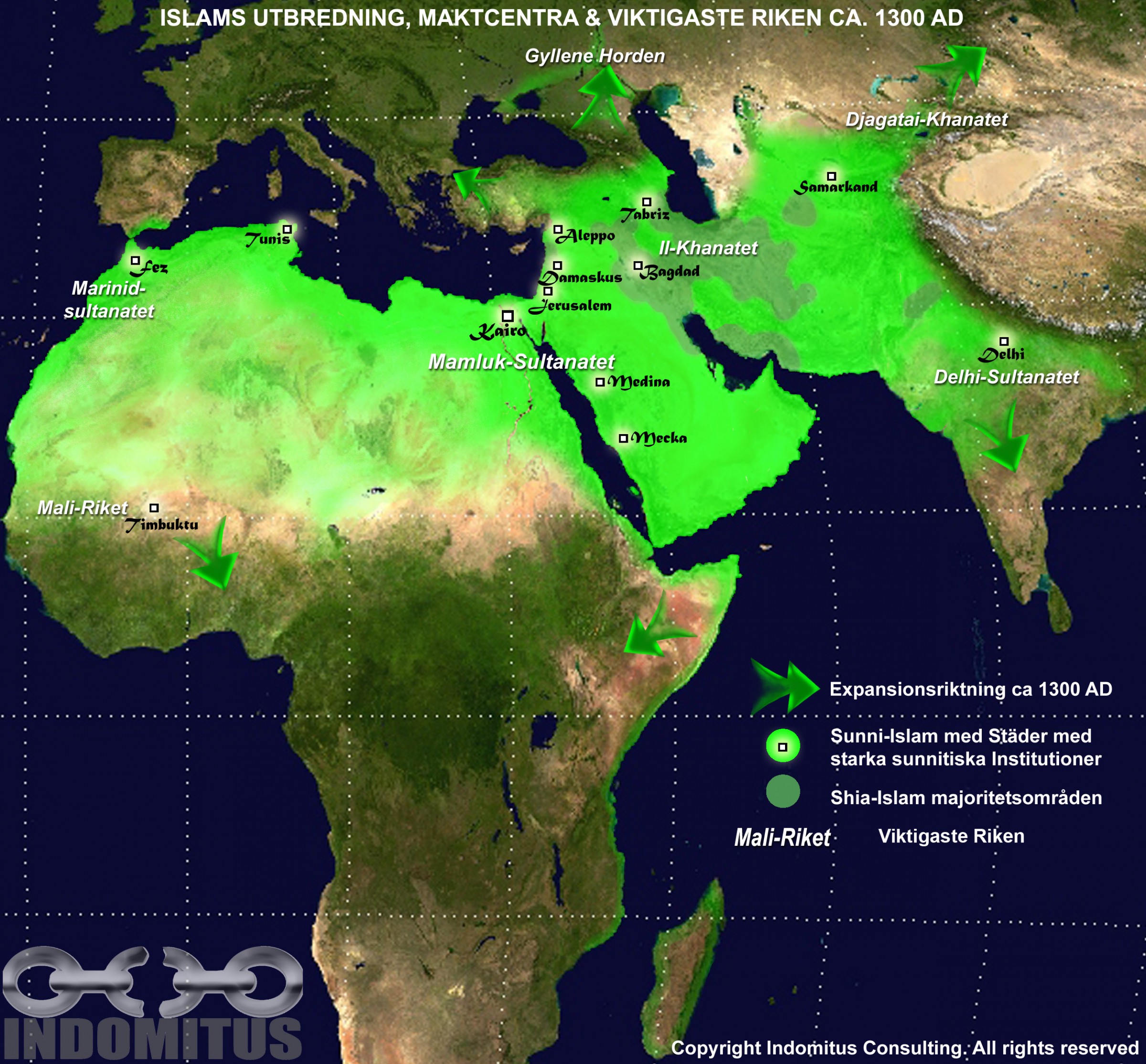 Islam - karta ca 1300 Map