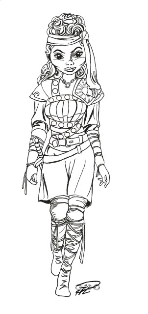 Warrior Princess - Fyll i bild Add clothes doll drawing