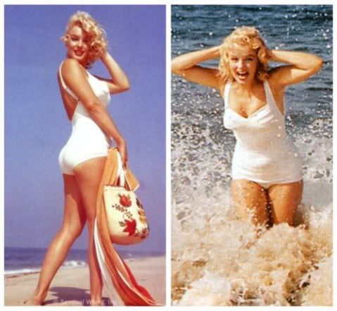 Marilyn Monroe 1950s bathing suit white baddräkt_1