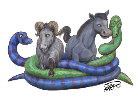 Geten, hästen och ormarna touchad