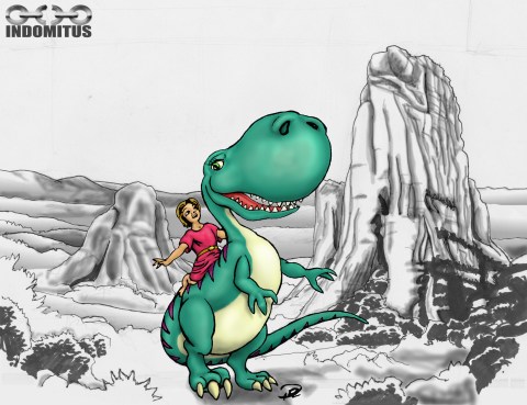 Prins Albin & Dina Dinosaurien m bakgrund ofärgad