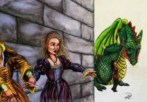 Amanda Julia Draken Pelle Akvarell+tusch